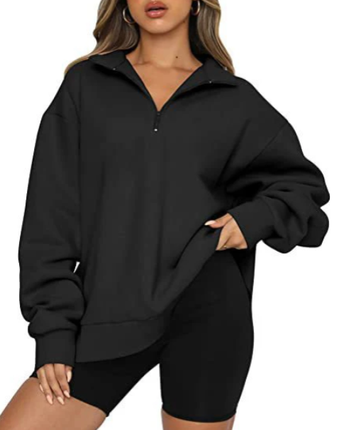 Modern, lässiger Damen-Pullover mit Halbreißverschluss