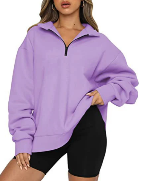 Modern, lässiger Damen-Pullover mit Halbreißverschluss