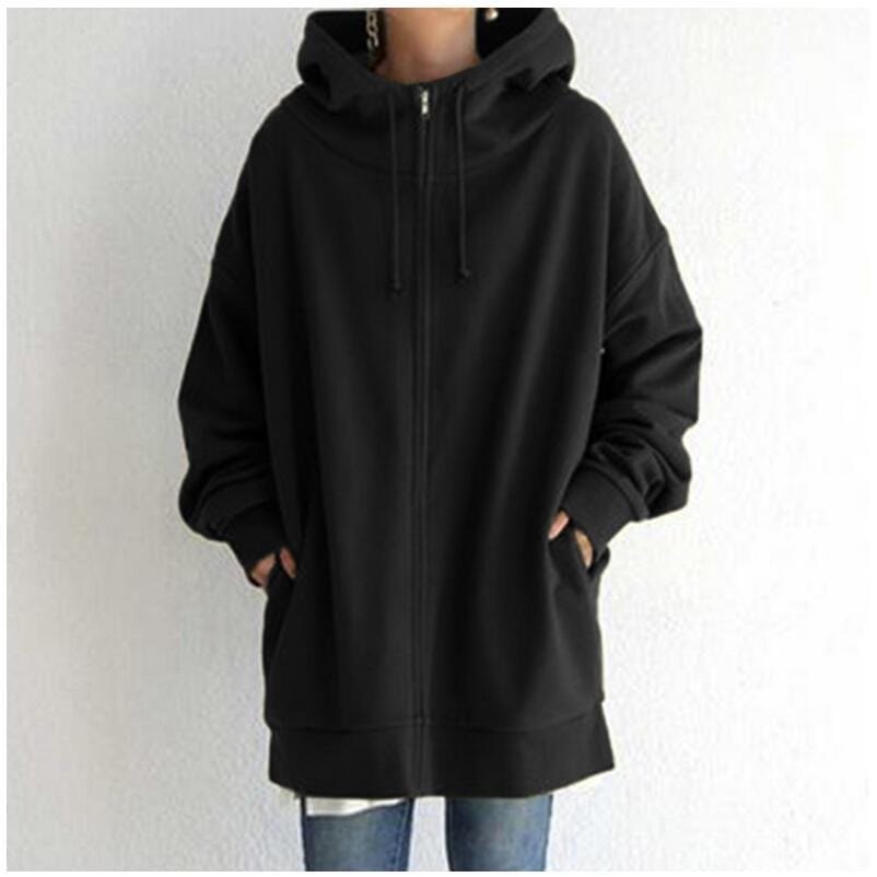 Fudus Damen Langarm-Sweatshirt mit Reißverschluss, Fuzzy Hoodie