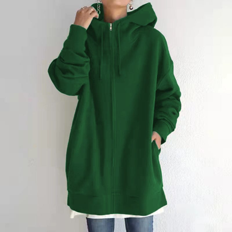 Fudus Damen Langarm-Sweatshirt mit Reißverschluss, Fuzzy Hoodie