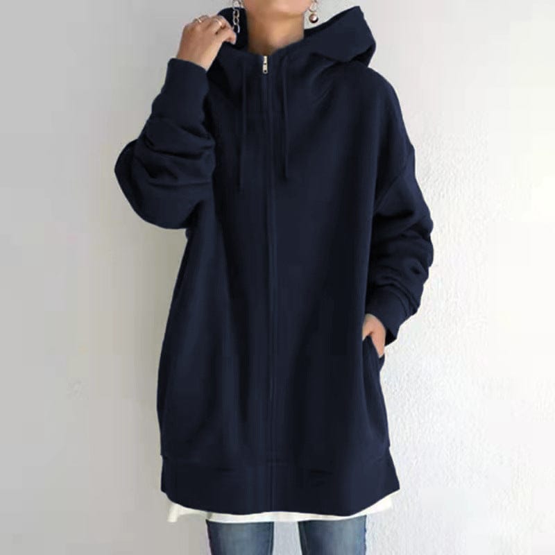 Fudus Damen Langarm-Sweatshirt mit Reißverschluss, Fuzzy Hoodie
