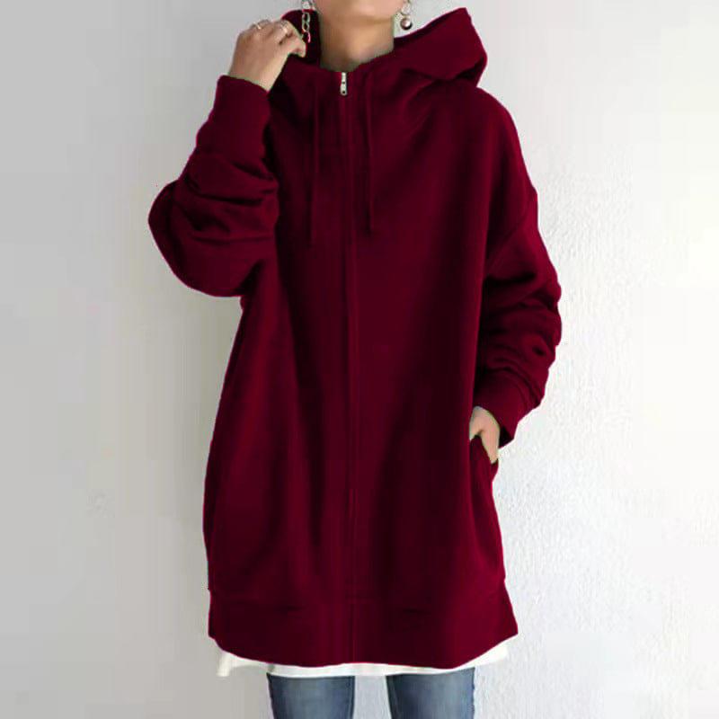 Fudus Damen Langarm-Sweatshirt mit Reißverschluss, Fuzzy Hoodie