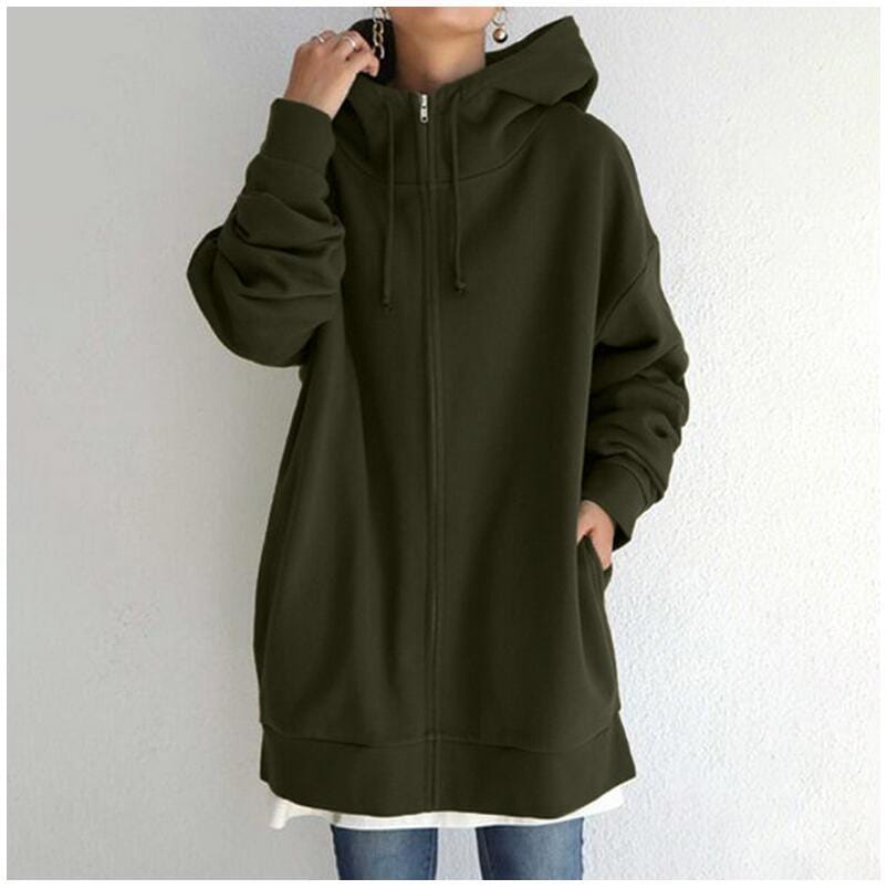 Fudus Damen Langarm-Sweatshirt mit Reißverschluss, Fuzzy Hoodie