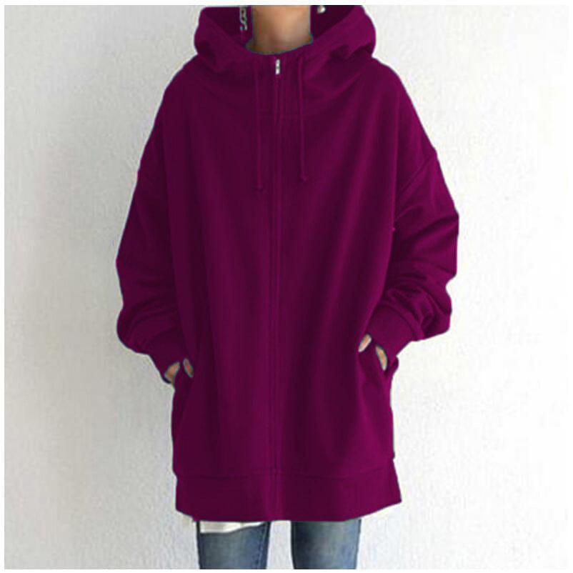 Fudus Damen Langarm-Sweatshirt mit Reißverschluss, Fuzzy Hoodie
