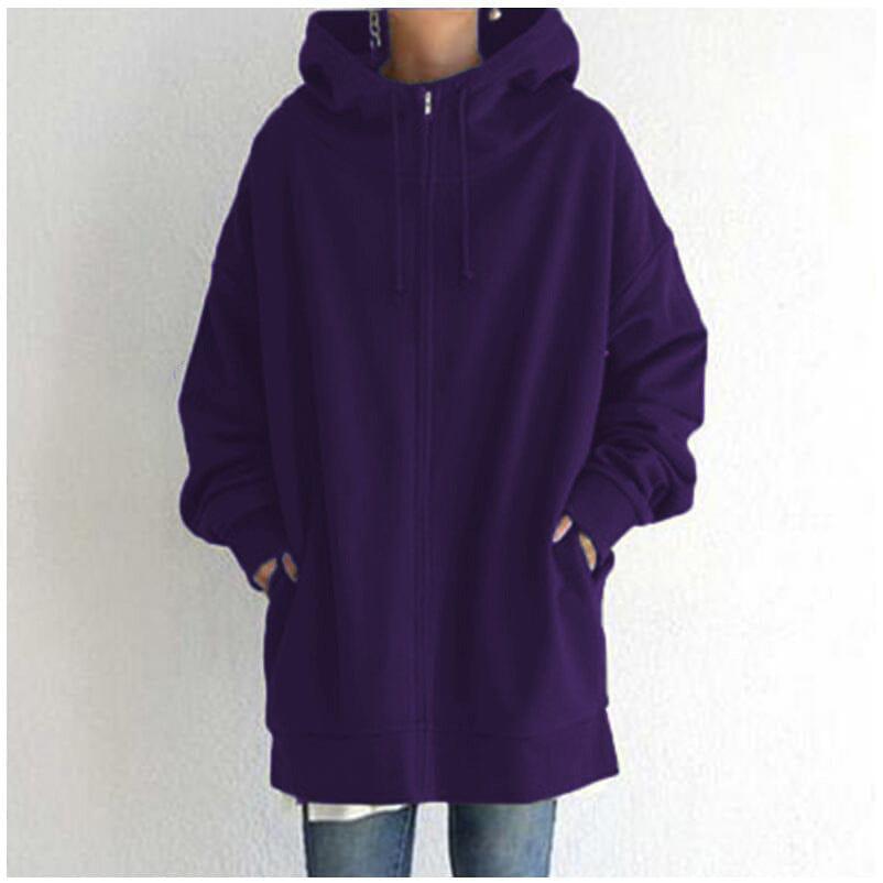 Fudus Damen Langarm-Sweatshirt mit Reißverschluss, Fuzzy Hoodie