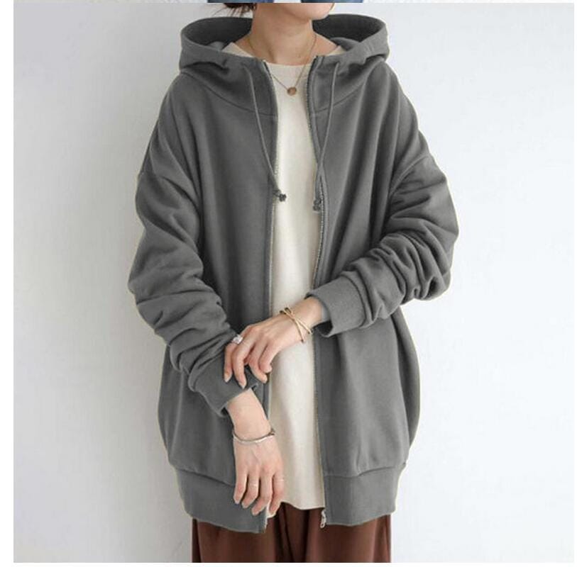 Fudus Damen Langarm-Sweatshirt mit Reißverschluss, Fuzzy Hoodie