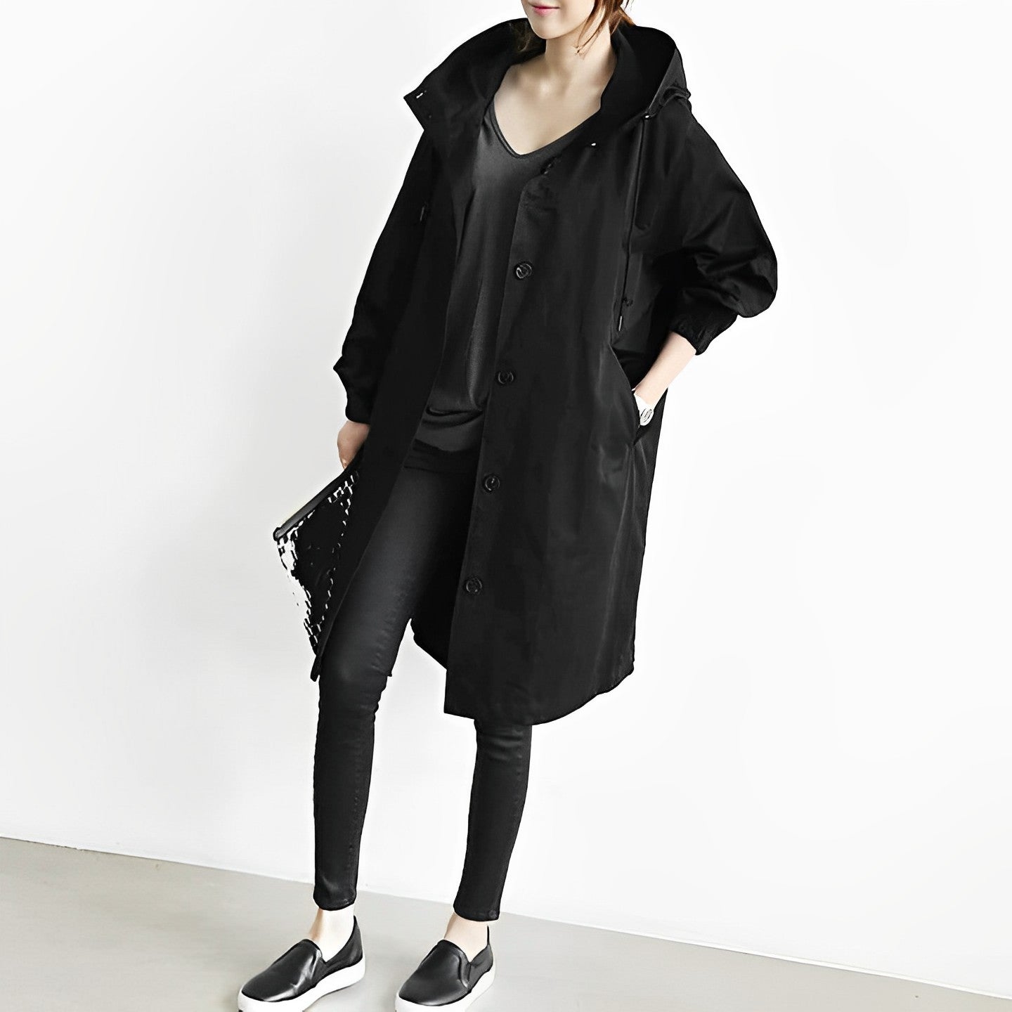 Winddichte, lange DuraCoat Jacke mit Kapuze