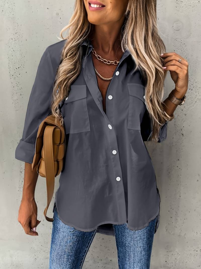 Weiße Iria Bluse mit Knöpfen