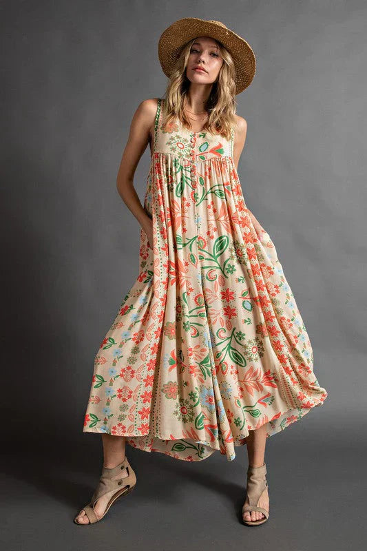 Pauline Latzhose mit Blumenmuster im Vintage-Stil
