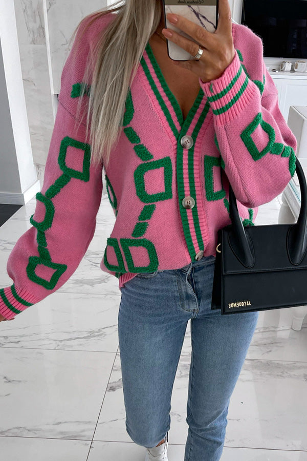 Lasandreth Strickjacke mit Rosen-Kunstknöpfen