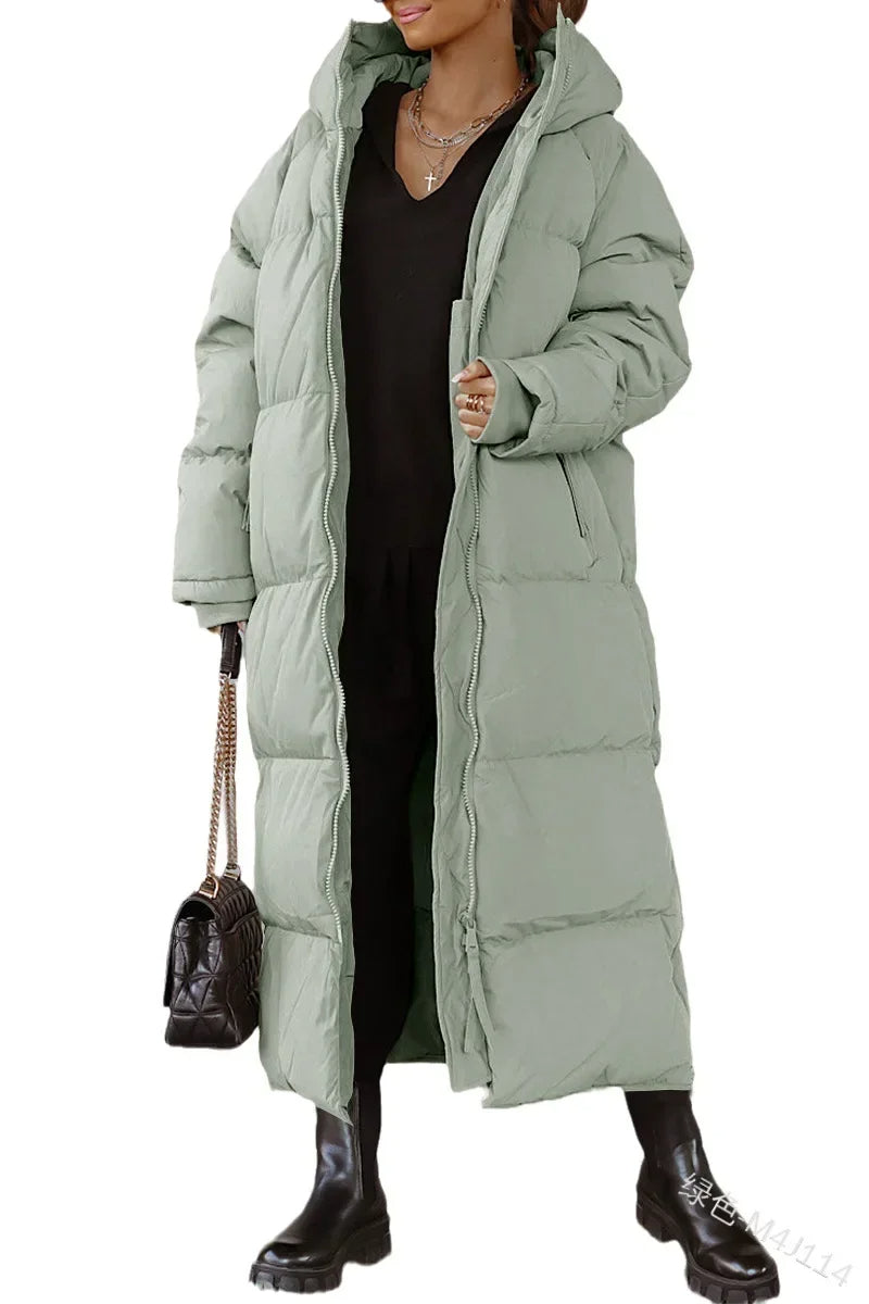 Yathira: Lange, gesteppte Winterjacke