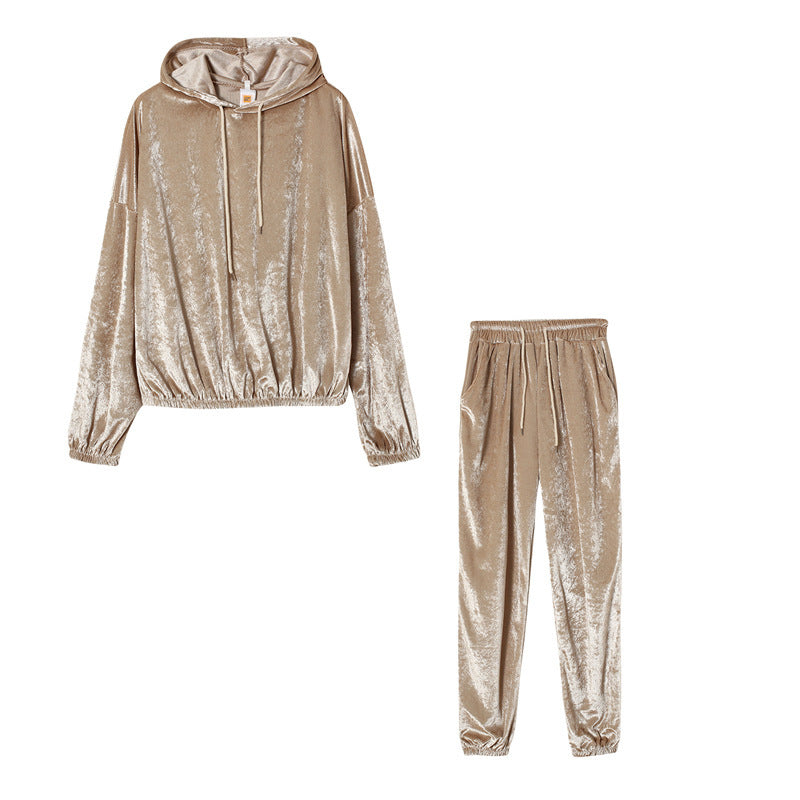 Edler Damen-Hoodie und -Jogginghose aus Samtseide von Fudus