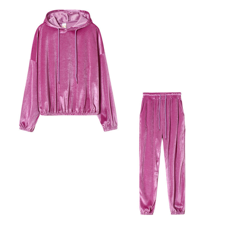 Edler Damen-Hoodie und -Jogginghose aus Samtseide von Fudus