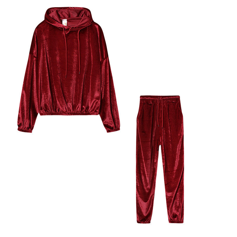 Edler Damen-Hoodie und -Jogginghose aus Samtseide von Fudus