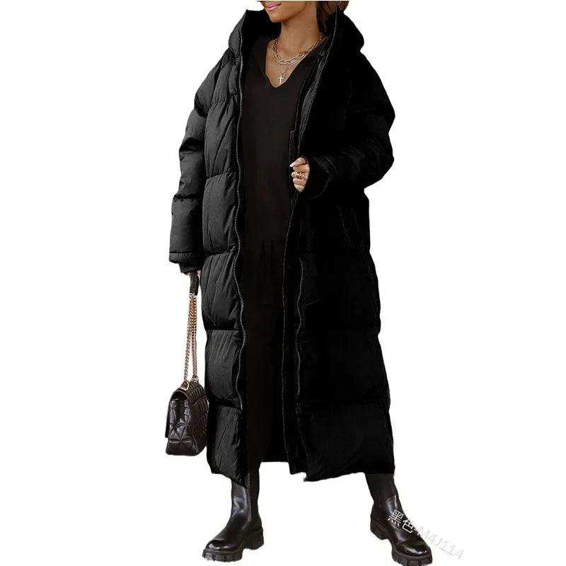 Yathira: Lange, gesteppte Winterjacke
