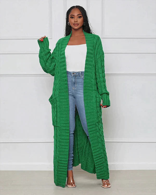 Lockere, lange Strickjacke mit V-Ausschnitt von Theodora