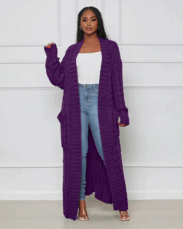 Lockere, lange Strickjacke mit V-Ausschnitt von Theodora