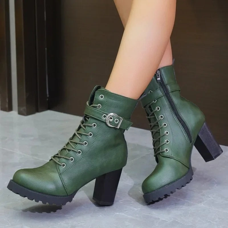 Zoe Marie Damen Winterstiefel mit hohem Absatz