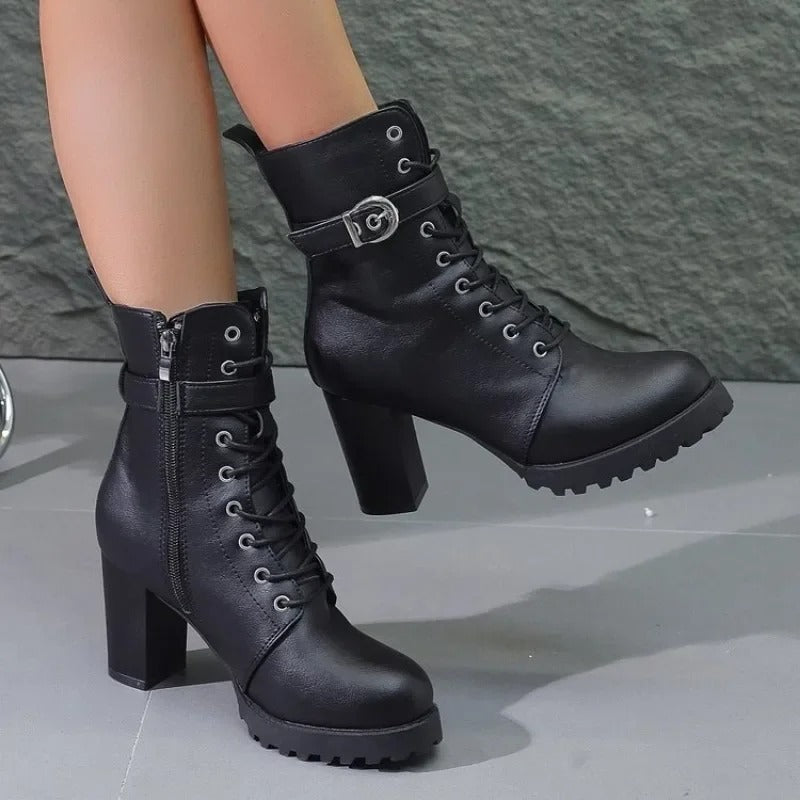 Zoe Marie Damen Winterstiefel mit hohem Absatz