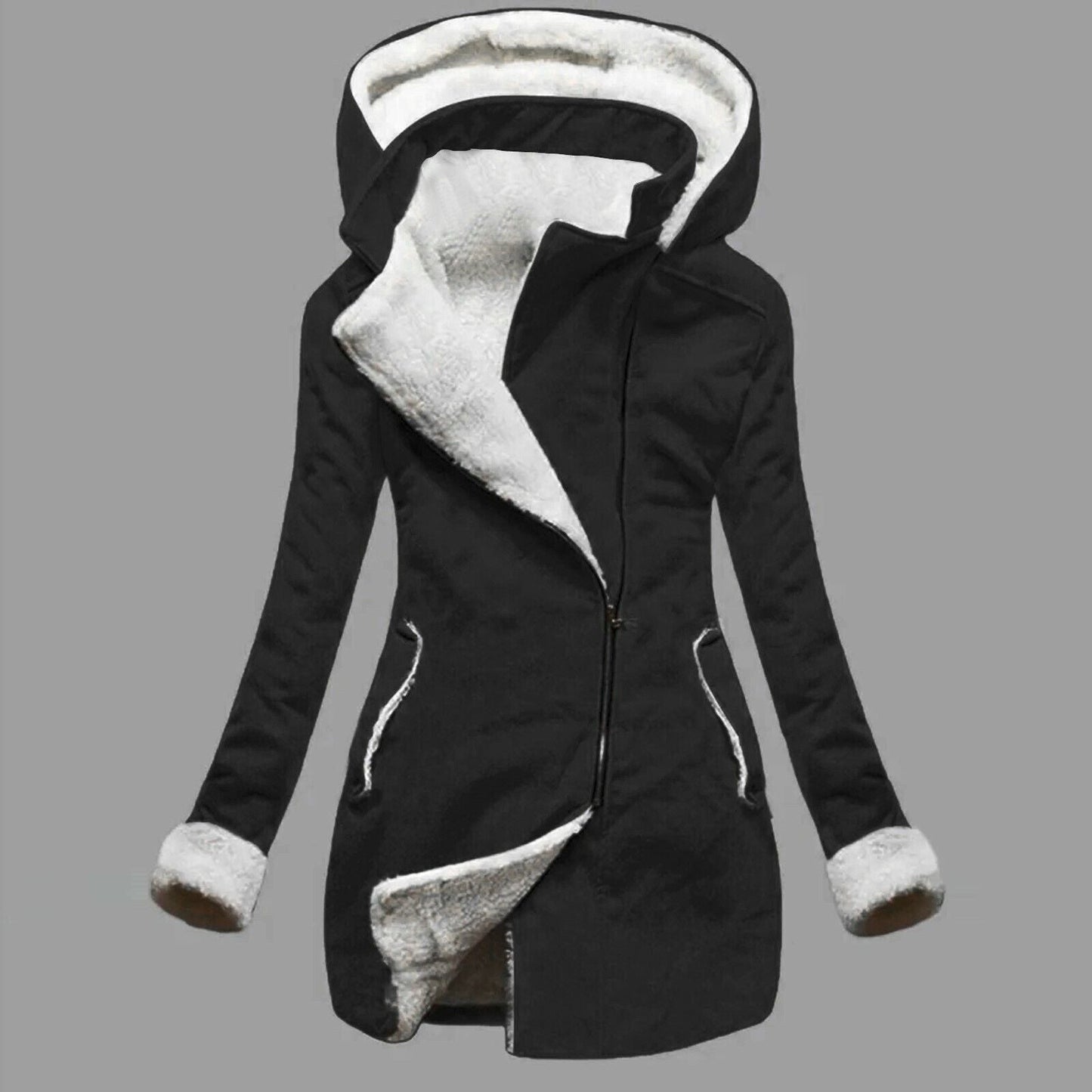 Damen Kapuzenjacke Bridget mit glatten Reißverschluss-Seitentaschen
