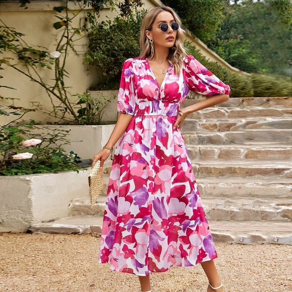 Maxikleid Siglinde mit V-Ausschnitt