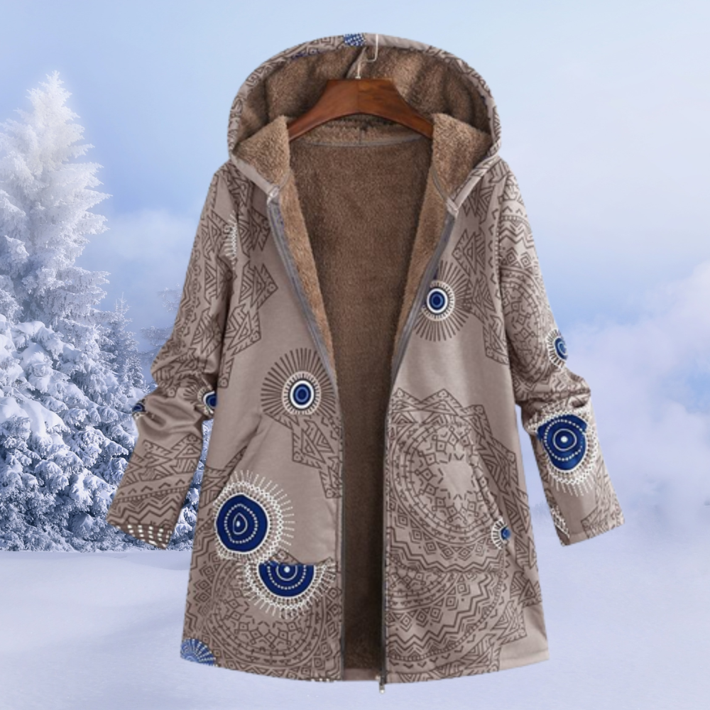 Winterjacke Leona mit Blumenmuster und Kapuze