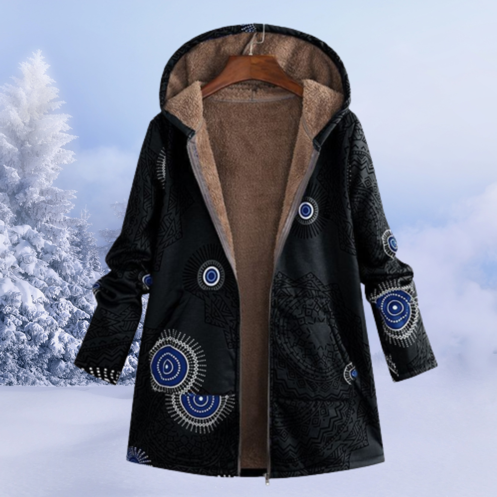 Winterjacke Leona mit Blumenmuster und Kapuze