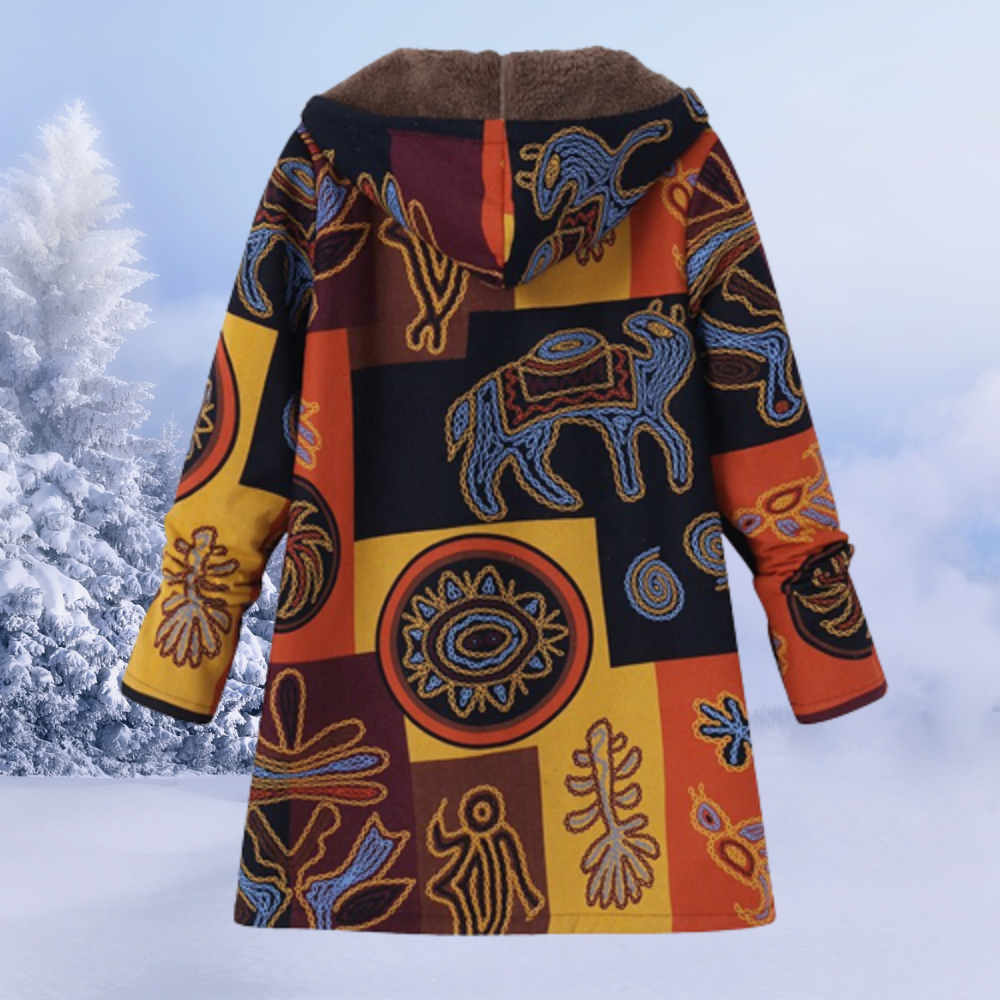 Winterjacke Leona mit Blumenmuster und Kapuze