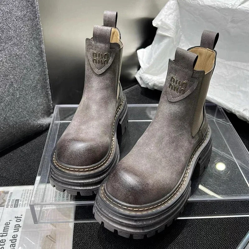 ModeGeist | Chunky Platfürm Damen Lederstiefel