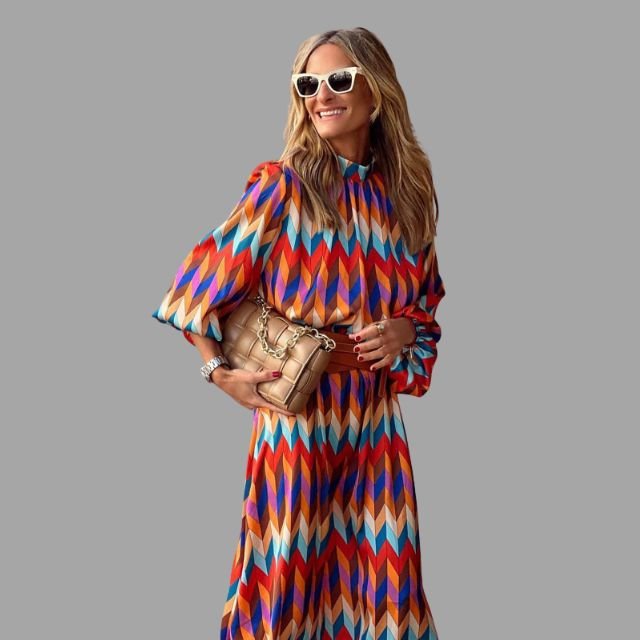 Xarnetta: Buntes Chevron-Midikleid