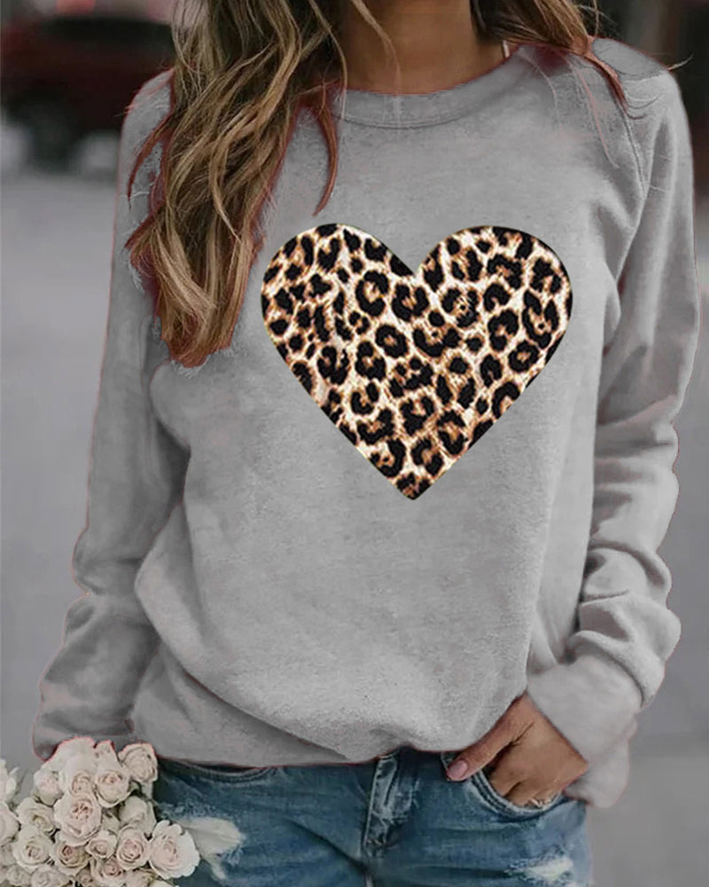 Frauen-Pullover mit Leopardenherz-Motiv