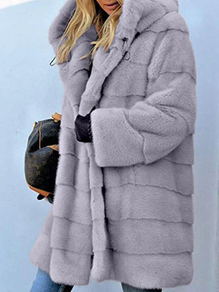 ModeGeist | mit Kapuze Aus Kunstfell Offener Parka Vorne