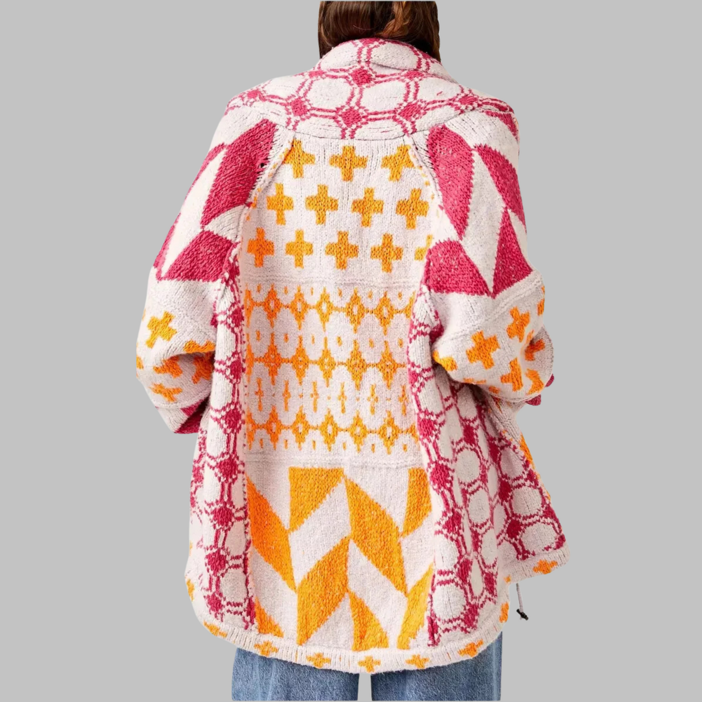 ModeGeist | Weiche Jacke mit Modernen Geometrischen Mustern
