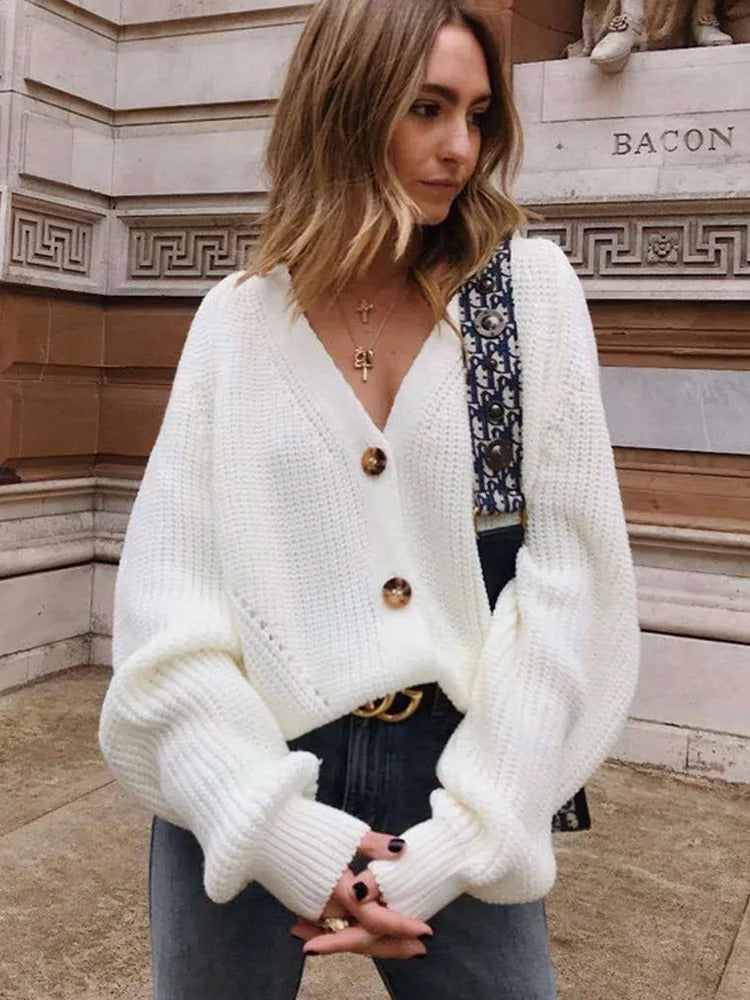 ModeGeist | Strickjacke mit Puffärmeln