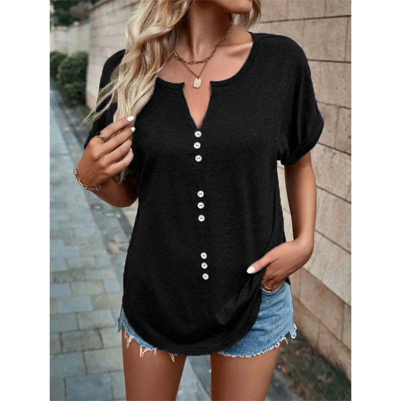 Fudus Kurzarm Bluse mit Knöpfen