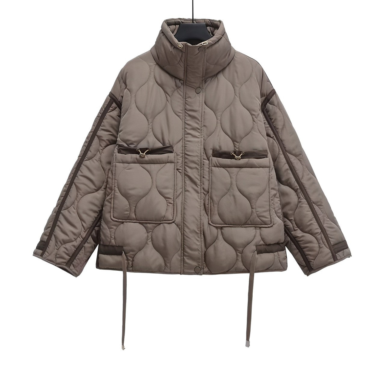 ModeGeist | Baumwolljacke Hüftlang mit Stehkragen und Kordelzug