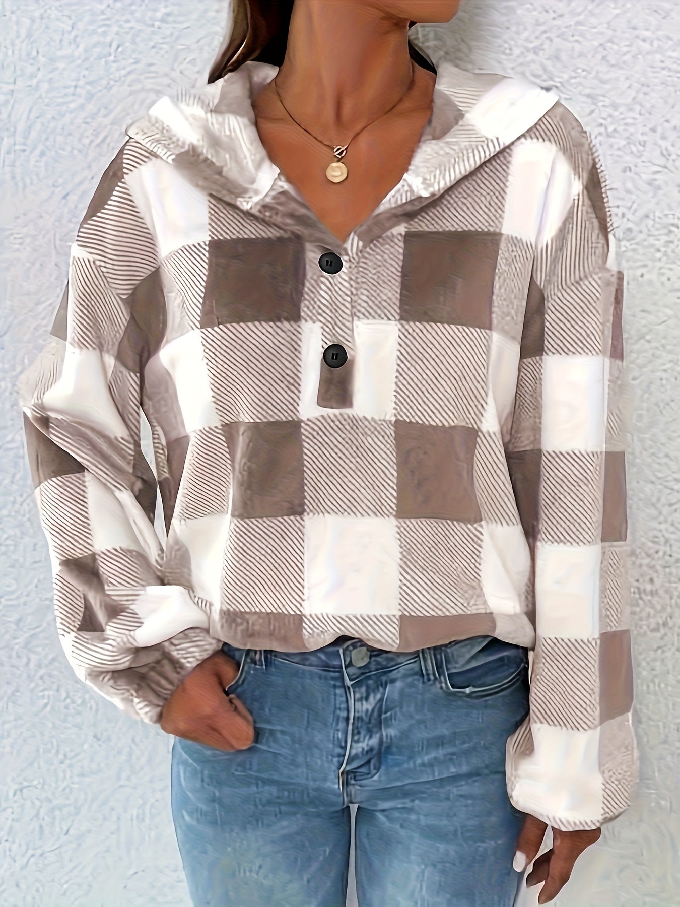 ModeGeist | Flannel Karierter Hoodie Baumwolle und Polyester Trendig und Komfortabel