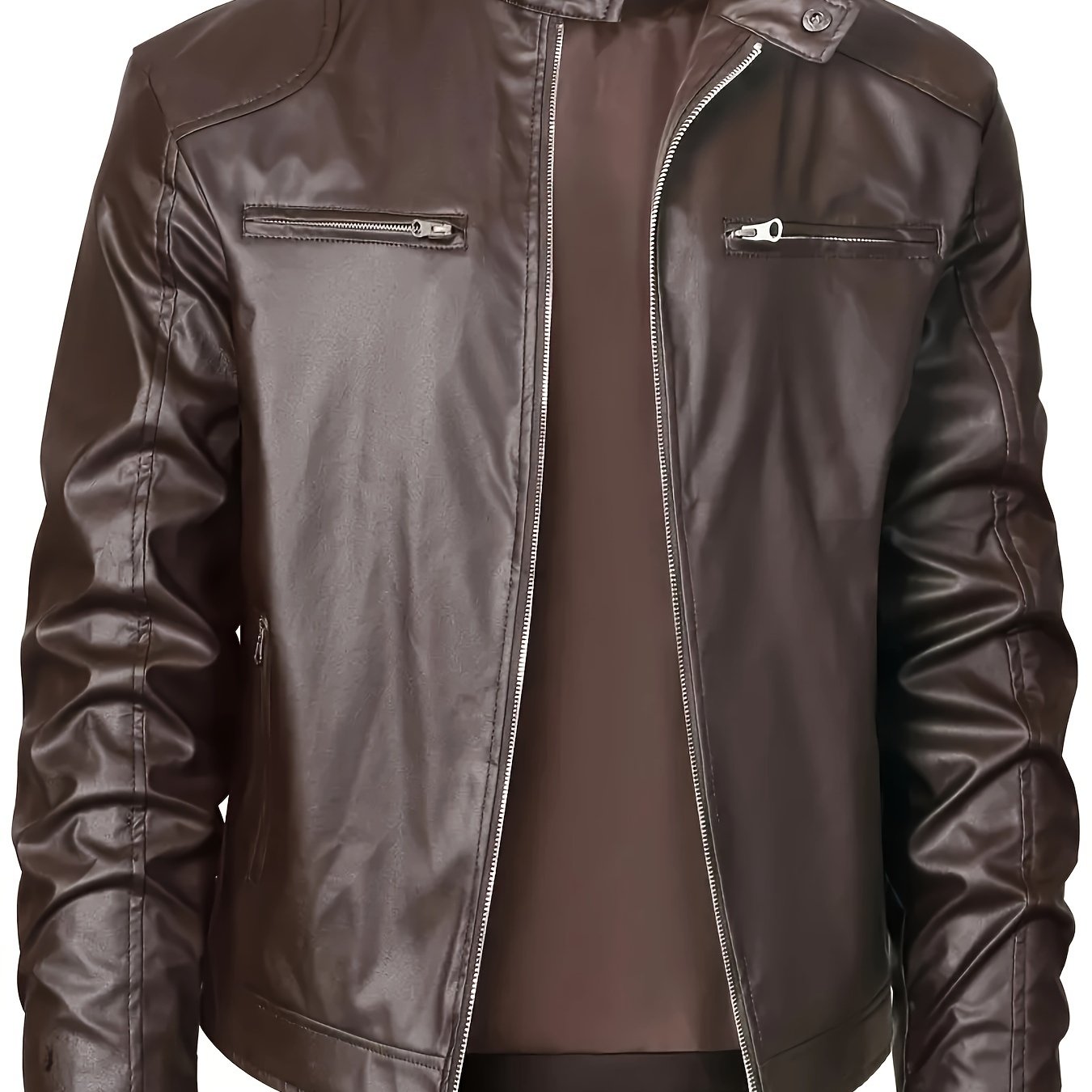 ModeGeist | Elegante Pu-Lederjacke mit Farbblockierung und Mehrfachreißverschluss