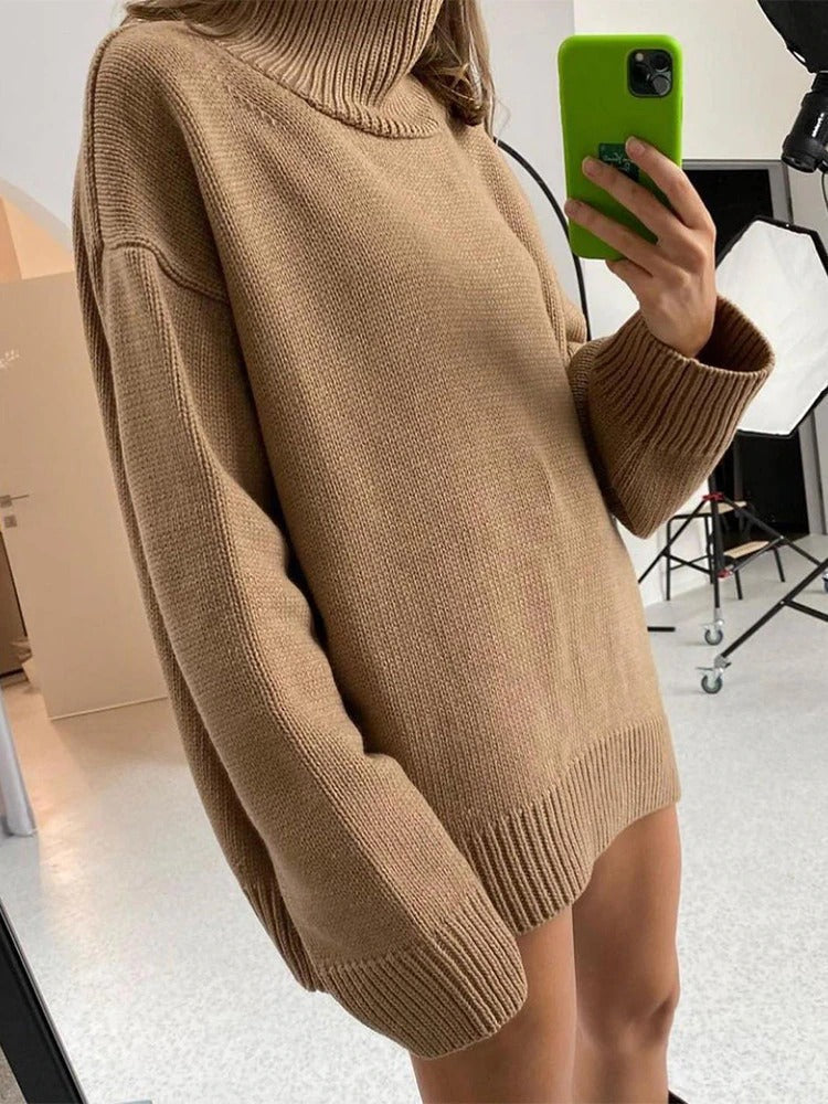 ModeGeist | Lässiger Lockerer Rollkragenpullover