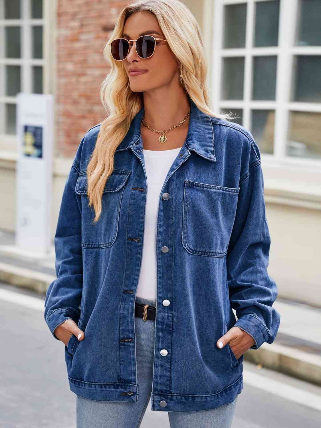 ModeGeist | Knopf-Down Denimjacke mit Taschen