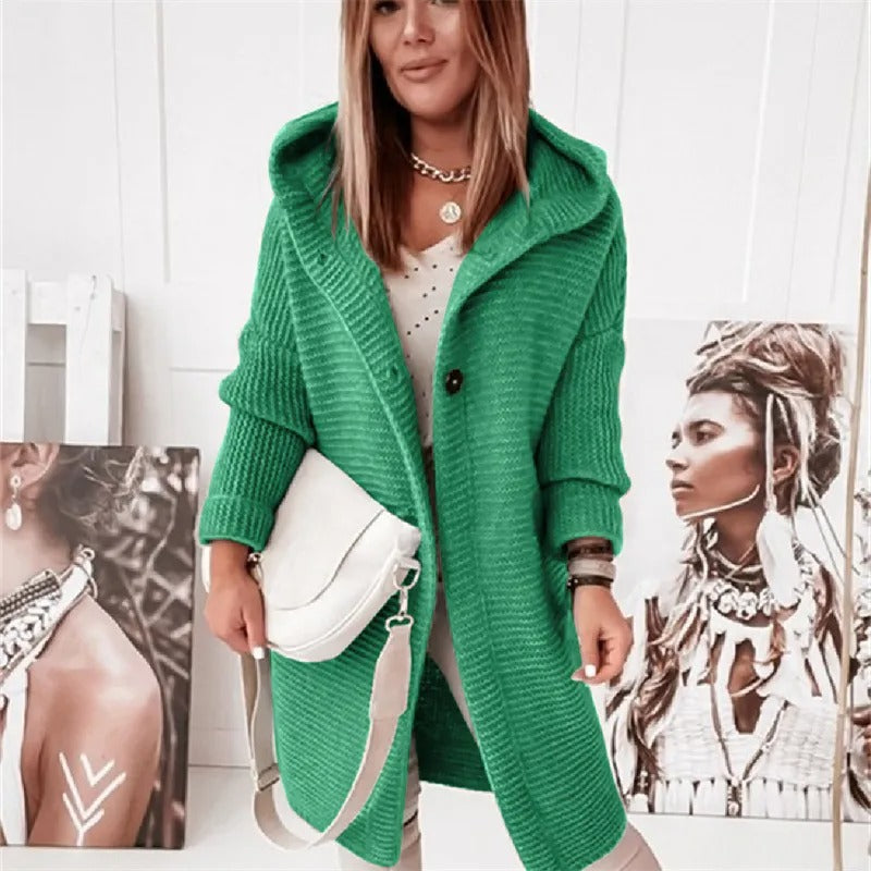 ModeGeist | Eleganter Damen Cardigan Mit Kapuze Kaschmir Look