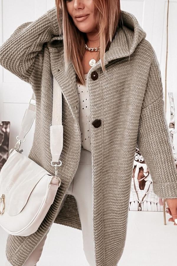 ModeGeist | Strickjacke mit Kapuze Lockerer Schnitt Weich und Warm