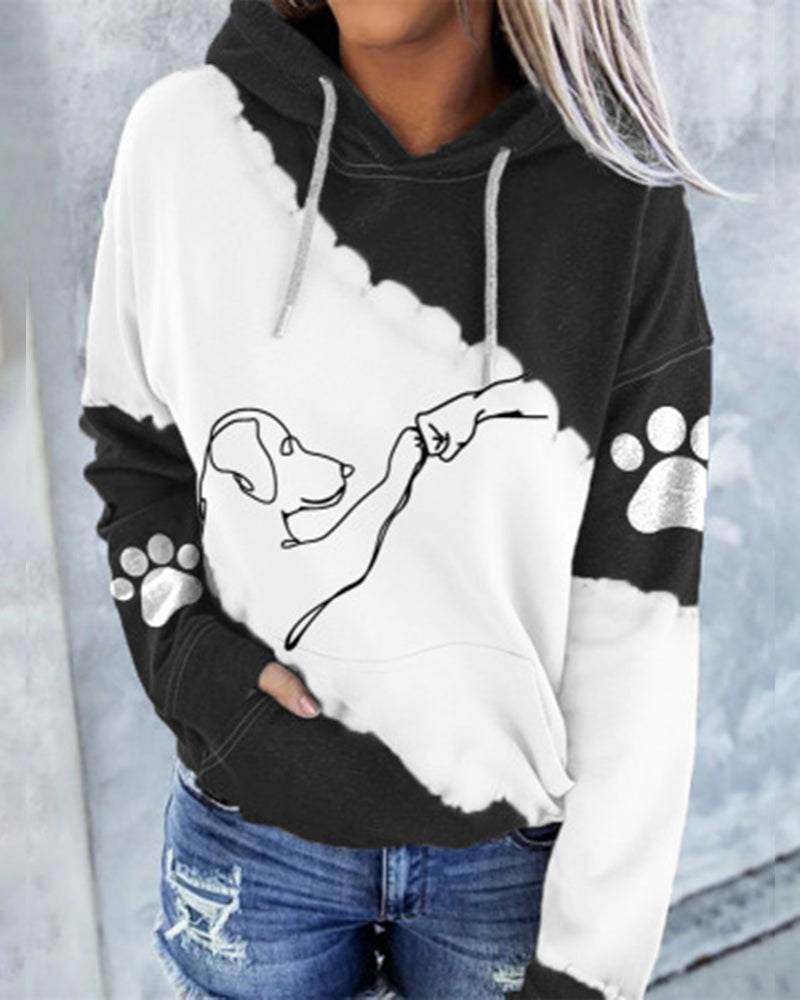 Fudus Langarm-Kapuzenpullover mit Farbblock-Design