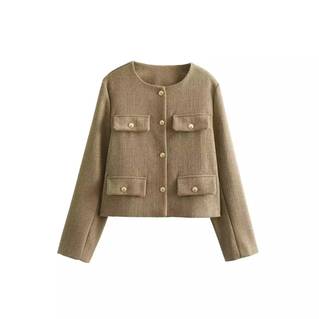 ModeGeist | Elegant und schicke Damen Blazerjacke mit Struktur und Knöpfen