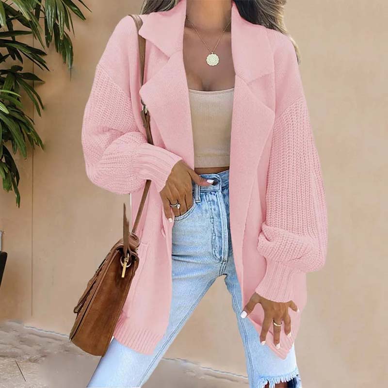 ModeGeist | Einfarbige Zeitlose Strickjacke für Damen