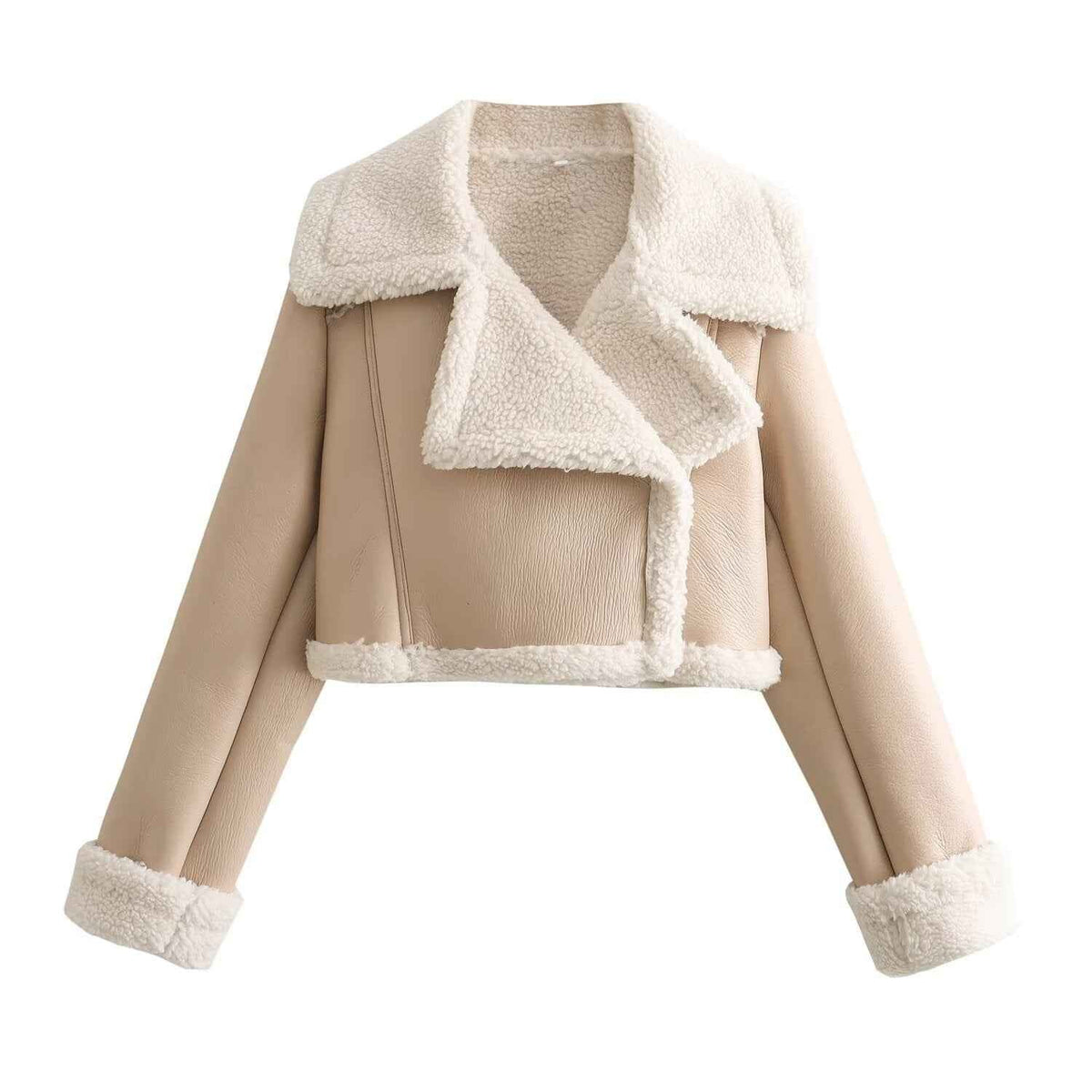 ModeGeist | Damen kurze Jacke mit warmem Teddyfutter