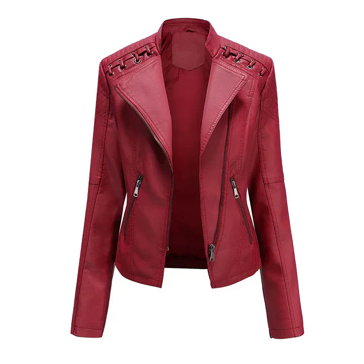 ModeGeist | Pudriges Lederjacke mit Reißverschluss