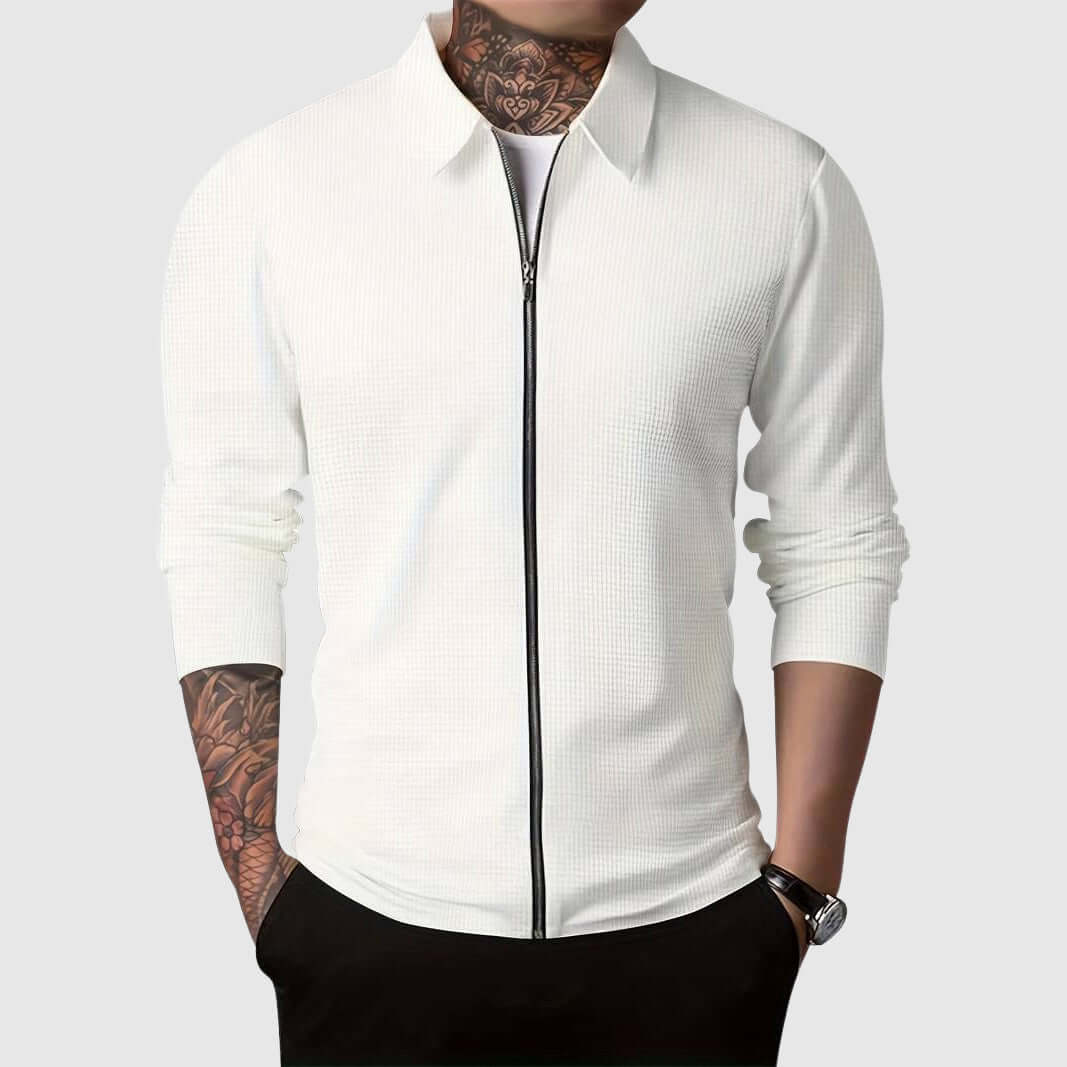 ModeGeist | Herren Waffelstrick Zip-Up Jacke