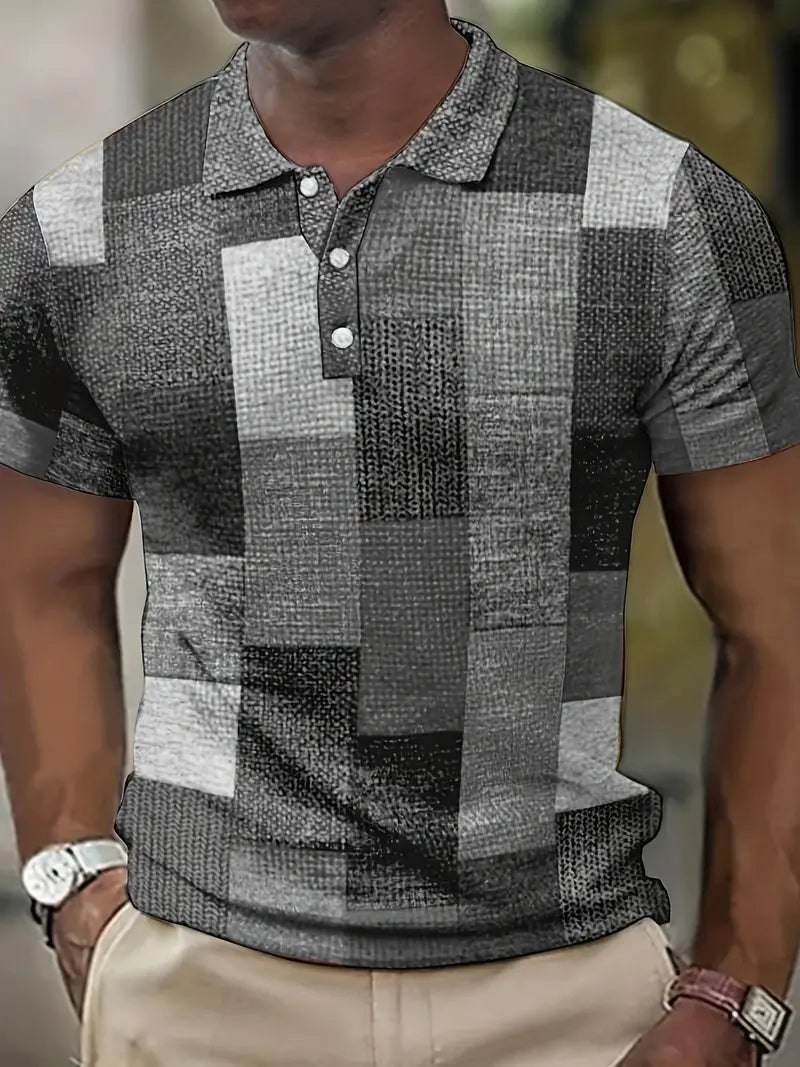 Gunter Herren Polohemd im Patchwork- und Karodesign