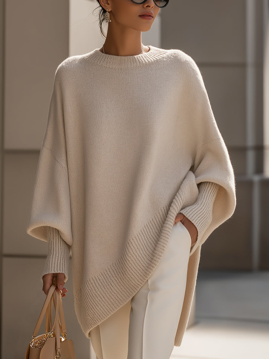 MODEGEIST Damen Pullover weich Strick hell Relaxed